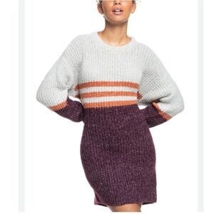 Roxy Milky Cloud Long Sleeve Wool Blend Knit Sweater Dress Medium